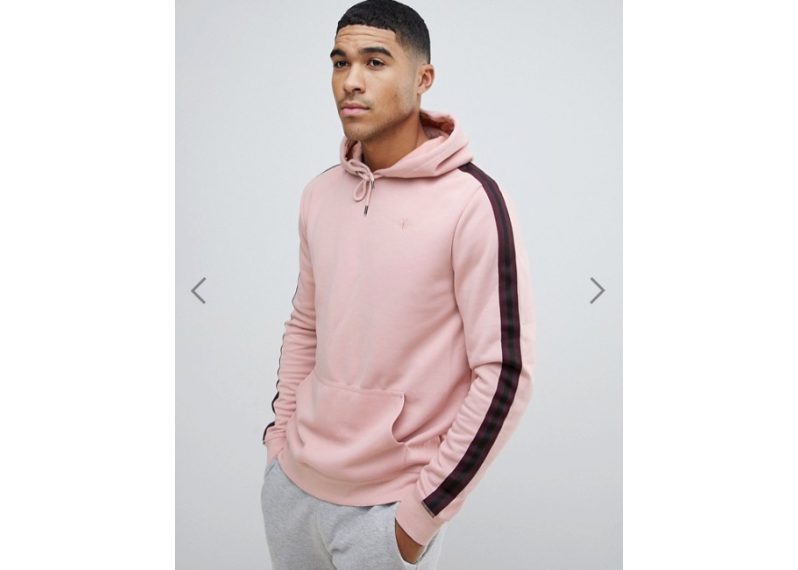 River Island hoodie with sleeve taping in light pink